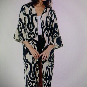 G by GIULIANA PRINTED DOBBY ECOVERO DUSTER CARDIGAN - L- new